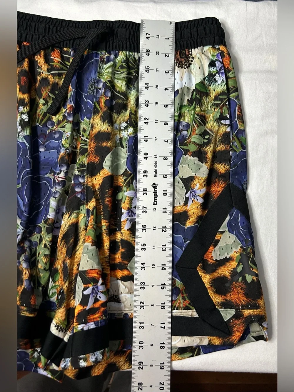 Jordan Diamond Shorts Black Leopard Blue Floral Print Mens L Jungle Unique Rare